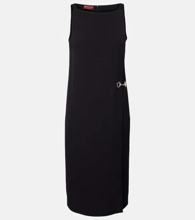 Gucci Horsebit Midi Dress In Black