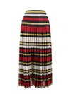 Gucci Midi Multicolor Pleated Striped Skirt In Lurex Woman In Multicolor