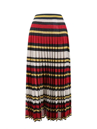 GUCCI MIDI MULTICOLOR PLEATED STRIPED SKIRT IN LUREX WOMAN