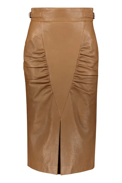 Gucci Midi Skirt In Saddle Brown