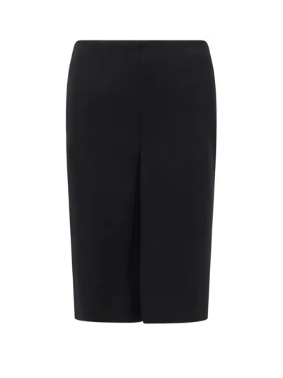 Gucci High Waist Knee-length Skirt With Back Slit And Side Pockets In Black