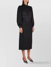 Gucci Midi Wool Skirt Geometric Design In Black