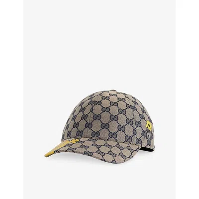 Gucci Kids' Smiley Monogram Woven Baseball Cap In Multi