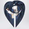 Gucci Midnight Blue Printed Silk Twill Scarf Women In Blue