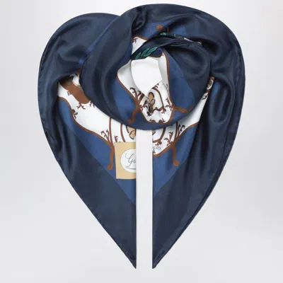 Gucci Midnight Blue Printed Silk Twill Scarf