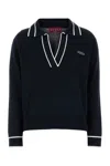 Gucci Striped Intarsia-knit Silk And Cotton-blend Sweater In Navywhite