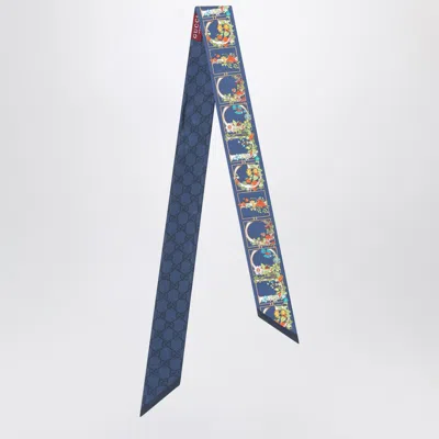 Gucci Midnight Blue Silk Floral Print Scarf Women
