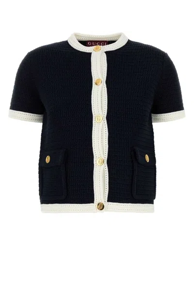 Gucci Midnight Blue Stretch Crochet Cardigan