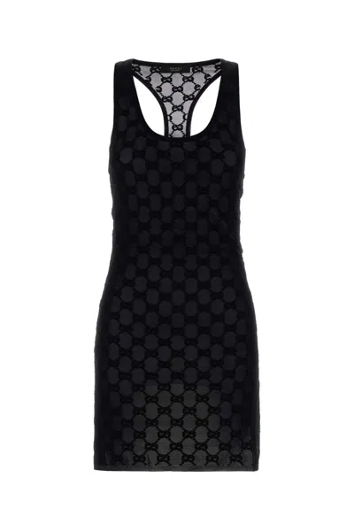 Gucci Viscose Blend Dress Geometric Pattern Racerback In Black