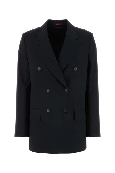Gucci Midnight Blue Wool Blazer In Black