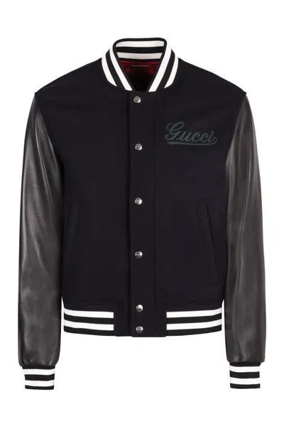 GUCCI GUCCI MIDNIGHT BLUE WOOL BOMBER JACKET