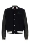Gucci Logo-patch Wool And Leather Varsity Jacket In Navymix