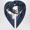 Gucci Midnight Blue Printed Silk Twill Scarf Women In Blue