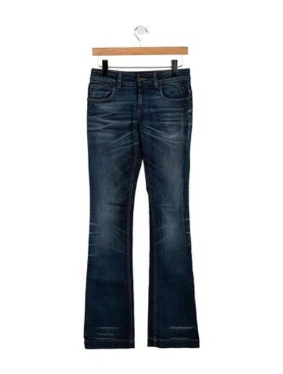 Pre-owned Gucci Mid-rise Flared Jeans In Blue
