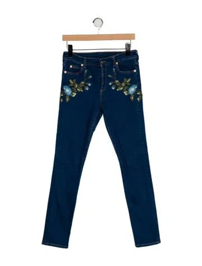 Pre-owned Gucci Mid-rise Skinny Leg Jeans In Blue
