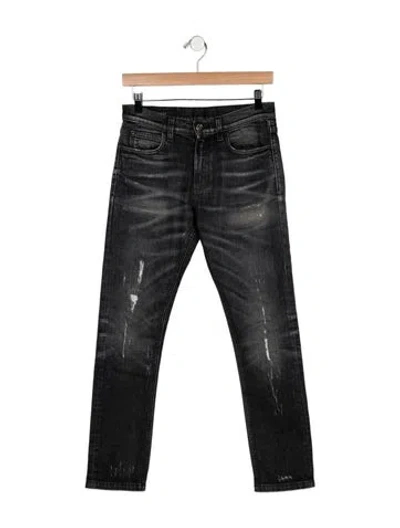 Pre-owned Gucci Mid-rise Straight Leg Jeans In Black