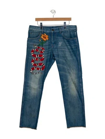 Pre-owned Gucci Mid-rise Straight Leg Jeans In Blue