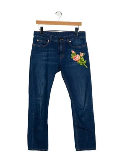 Pre-owned Gucci Mid-rise Straight Leg Jeans In Blue