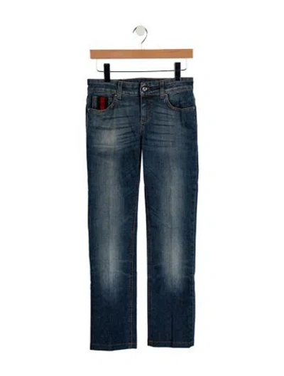 Pre-owned Gucci Mid-rise Straight Leg Jeans In Blue