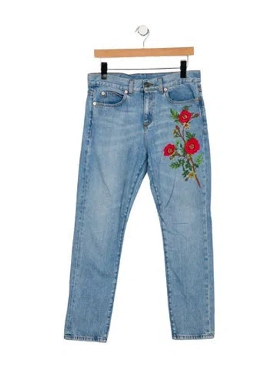 Pre-owned Gucci Mid-rise Straight Leg Jeans In Blue