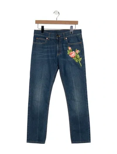 Pre-owned Gucci Mid-rise Straight Leg Jeans In Blue