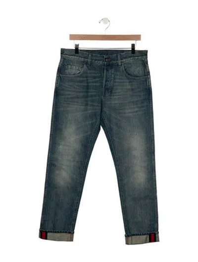 Pre-owned Gucci Mid-rise Straight Leg Jeans In Blue
