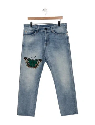 Pre-owned Gucci Mid-rise Straight Leg Jeans In Blue