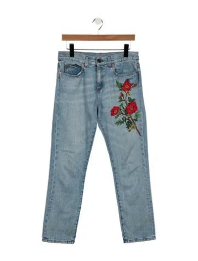 Pre-owned Gucci Mid-rise Straight Leg Jeans In Blue