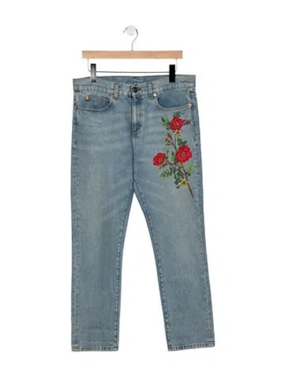 Pre-owned Gucci Mid-rise Straight Leg Jeans In Blue