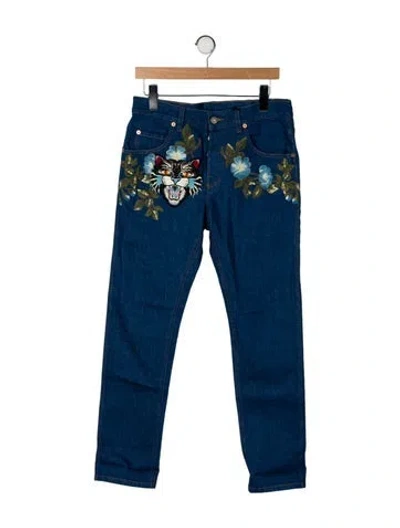Pre-owned Gucci Mid-rise Straight Leg Jeans W/ Tags In Blue