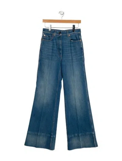Pre-owned Gucci Mid-rise Wide Leg Jeans In Blue