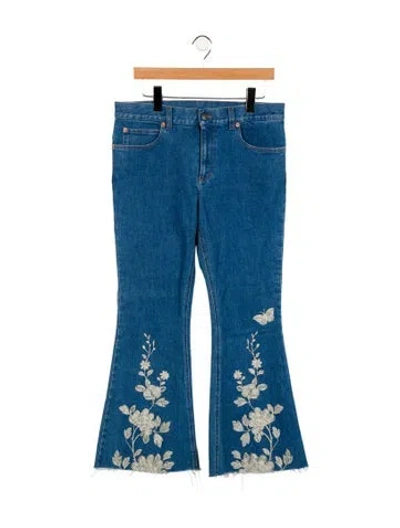 Pre-owned Gucci Mid-rise Wide Leg Jeans In Blue