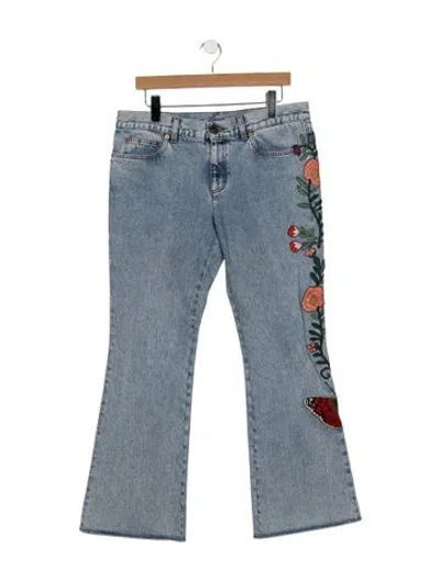 Pre-owned Gucci Mid-rise Wide Leg Jeans In Blue