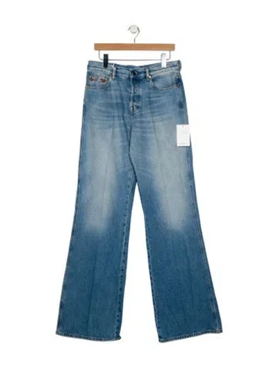 Pre-owned Gucci Mid-rise Wide Leg Jeans W/ Tags In Blue