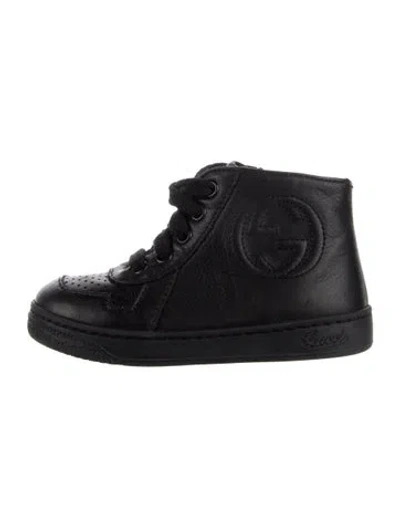 Pre-owned Gucci Babies' Mid-top Leather Sneakers In Black