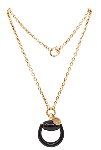 Pre-owned Gucci Milano Enameled Horsebit Dangle Drop Necklace-pendant In 18kt Yellow Gold