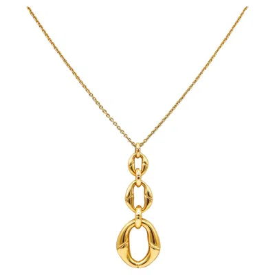 Pre-owned Gucci Milano Triple Horsebit Dangle Drop Necklace-pendant In 18kt Yellow Gold