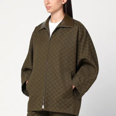 Gucci Military Green Gg Fabric Jacket