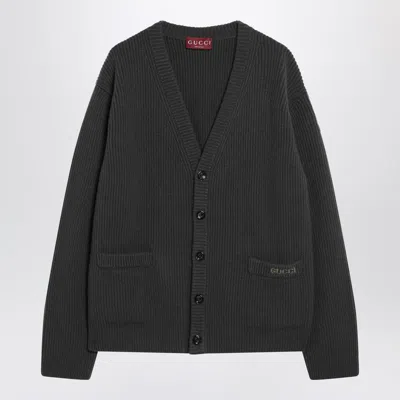 Gucci Military Green Wool And Cashmere Cardigan Men In Black