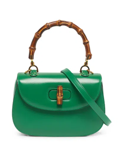 Pre-owned Gucci Mini 1947 Bamboo Tote Bag In Green