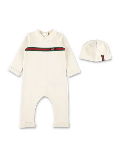 Gucci Mini Baby Two-piece Gift Set With Retro Sport Touch In Neutral