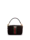 Gucci Dark Brown Suede Mini Ophidia Handbag In Black