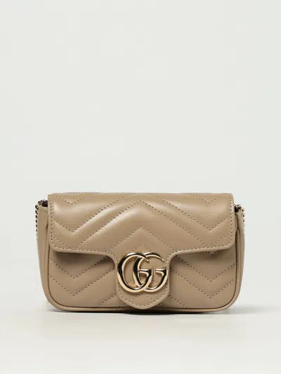 Gucci Gg Marmont Super Mini Leather Shoulder Bag In Nude