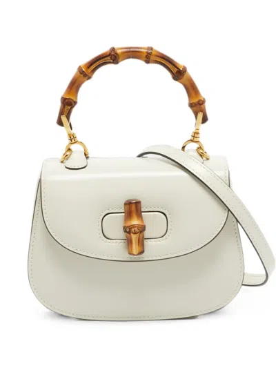 Pre-owned Gucci Mini Bamboo 1947 Tote Bag In White