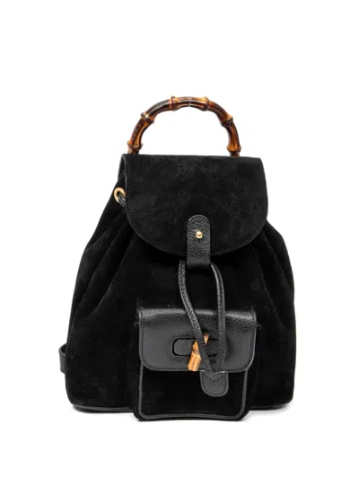 Pre-owned Gucci Mini Bamboo Backpack In Black