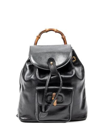 Pre-owned Gucci Mini Bamboo Backpack In Black