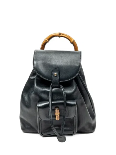 Pre-owned Gucci Mini Bamboo Backpack In Black