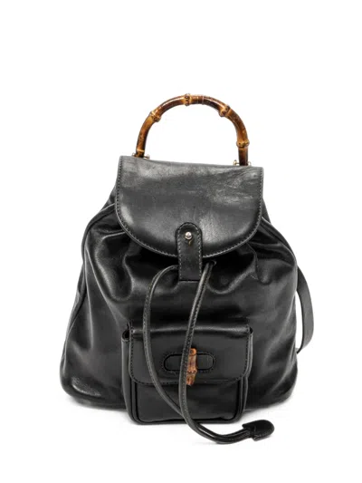 Pre-owned Gucci Mini Bamboo Backpack In Black
