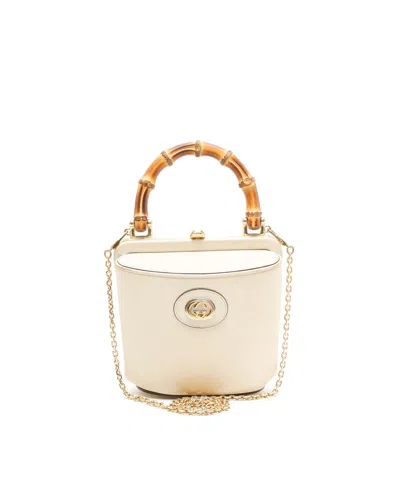 Gucci Mini Bamboo Bucket Bag In White