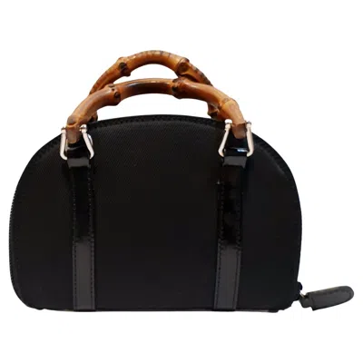 Pre-owned Gucci Mini Bamboo Handle Wallet/ Crossbody In Black